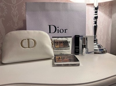 Dior Kosmetiktasche Elfenbein/Weiß & Dior Backstage Eye Palette & Black Mascara