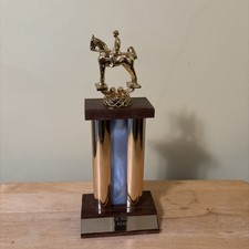Vintage Trophy horse competition wood base eq...