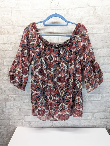 ALYX tunica donna boho top taglia XL foderata trasparente