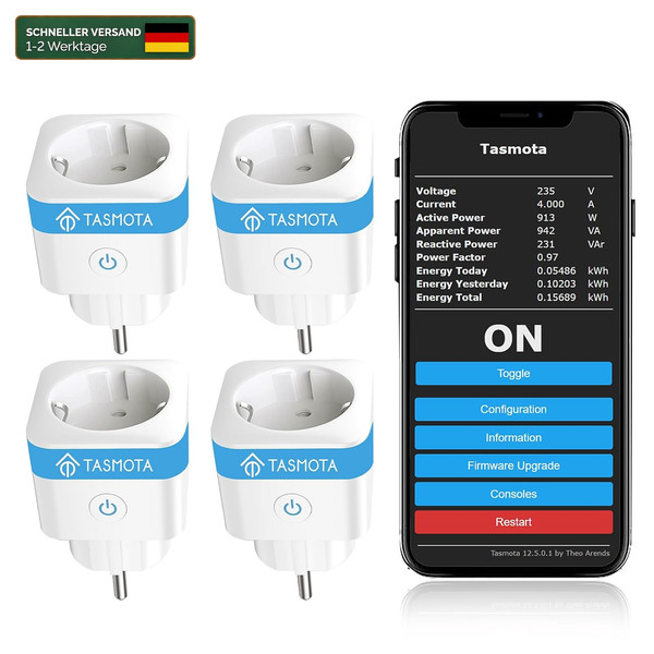 Wlan Steckdose Mit StromzäHler FüR Home Assistant 4Er Set Smart Home-image