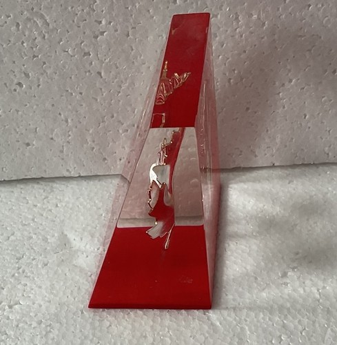 Fermacarte vintage Lucite con foglia d'acero canadese made in Canada adesivo - Foto 2 di 4
