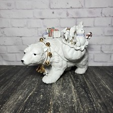 READ Christmas Holiday Grandeur Noel Collectible Figurine Polar Bear W/ Toy Sack
