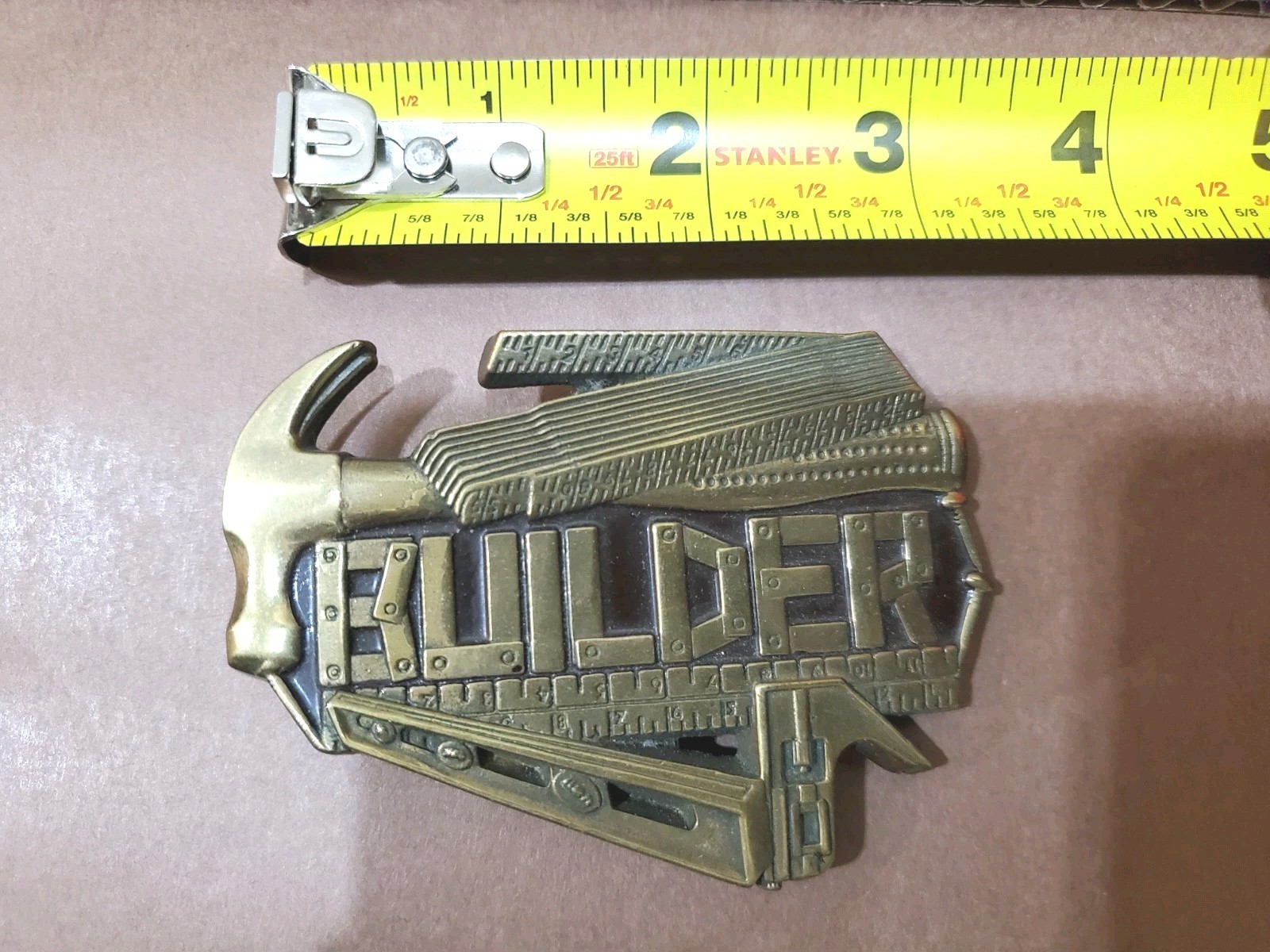 Builder Carpenter Tradesman solid brass belt buck… - image 2