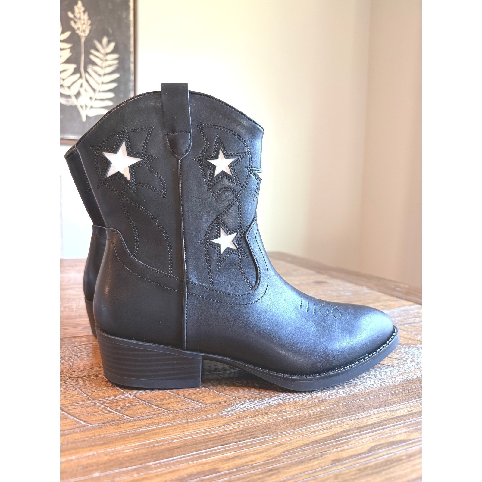 NEW Wonder Nation Kids Black Star West Western Cowboy Boots 6 Cowgirl Rodeo Kids