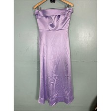 BHLDN Soma Strapless Stretch Satin Fit and Flare Lilac Purple Dress Midi Size 8