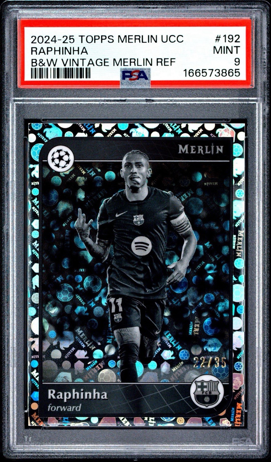 2024-25 Topps Merlin UCC - Raphina Black & White Vintage Merlin /35 PSA 9 POP 1!