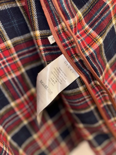 Authentic Gucci Wool Blend Red Plaid Crest Jacket Men’s Size 50 L Made In Italy - Picture 15 of 19