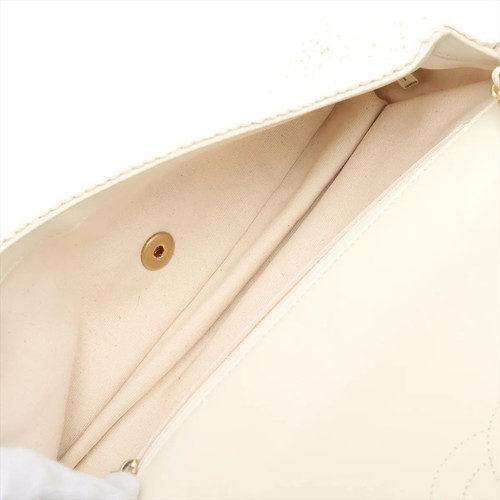 Borsa Chanel Coco Mark maglia x pelle patta singola doppia catena metallo oro bianco fi - Foto 6 di 9