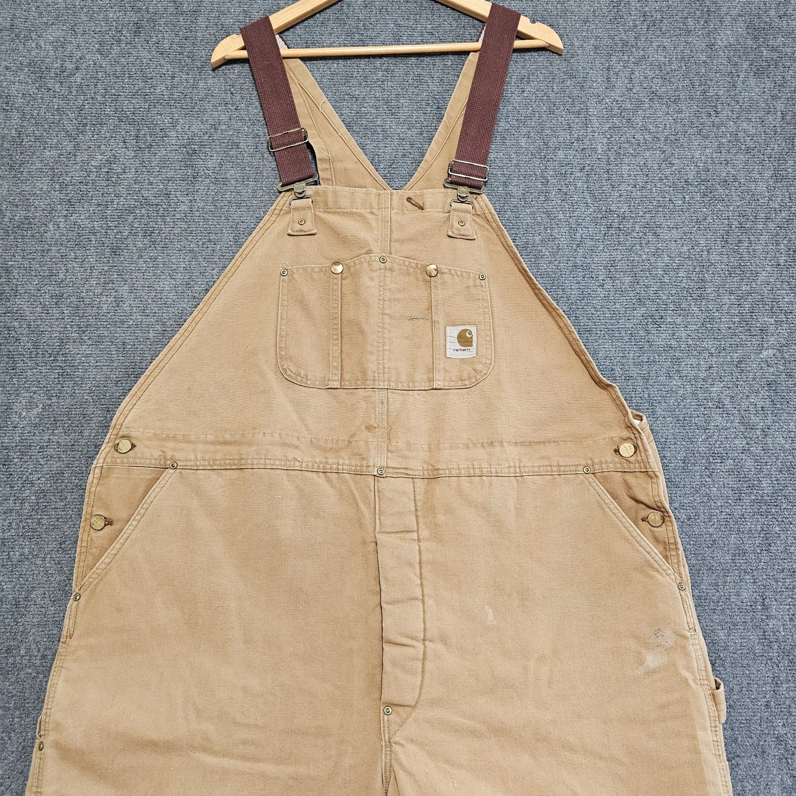 Vintage 1970s Carhartt Bibs Overalls Double Knee Duck Canvas Quilted Liner 50x32