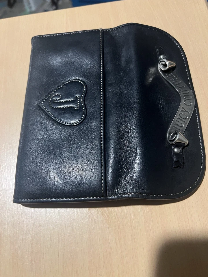 Cartera de cuero genuino negra Y2K vintage Juicy Couture Foto 2 de 3