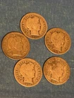 Lot of Five Barber Series Dimes 90 Silver Coins