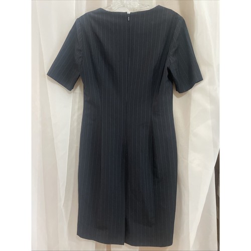 Antonio Melani women's Black Pin Stripe back-zip dress Sz 4 V-neck Business - 第 3/5 張圖片