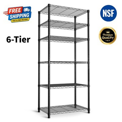 6-Tier Heavy Duty Metal Shelving Storage Adjustable Garage Shelves Utility Rack
