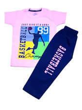 kids Cotton T-shirt Pajama Set Boys Summer Outfit 2 Piece