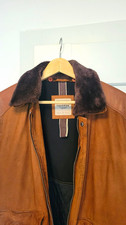 Trapper Herren Bomberjacke Leder braun Gr. 50 Mit abnehmbarem Fellkragen