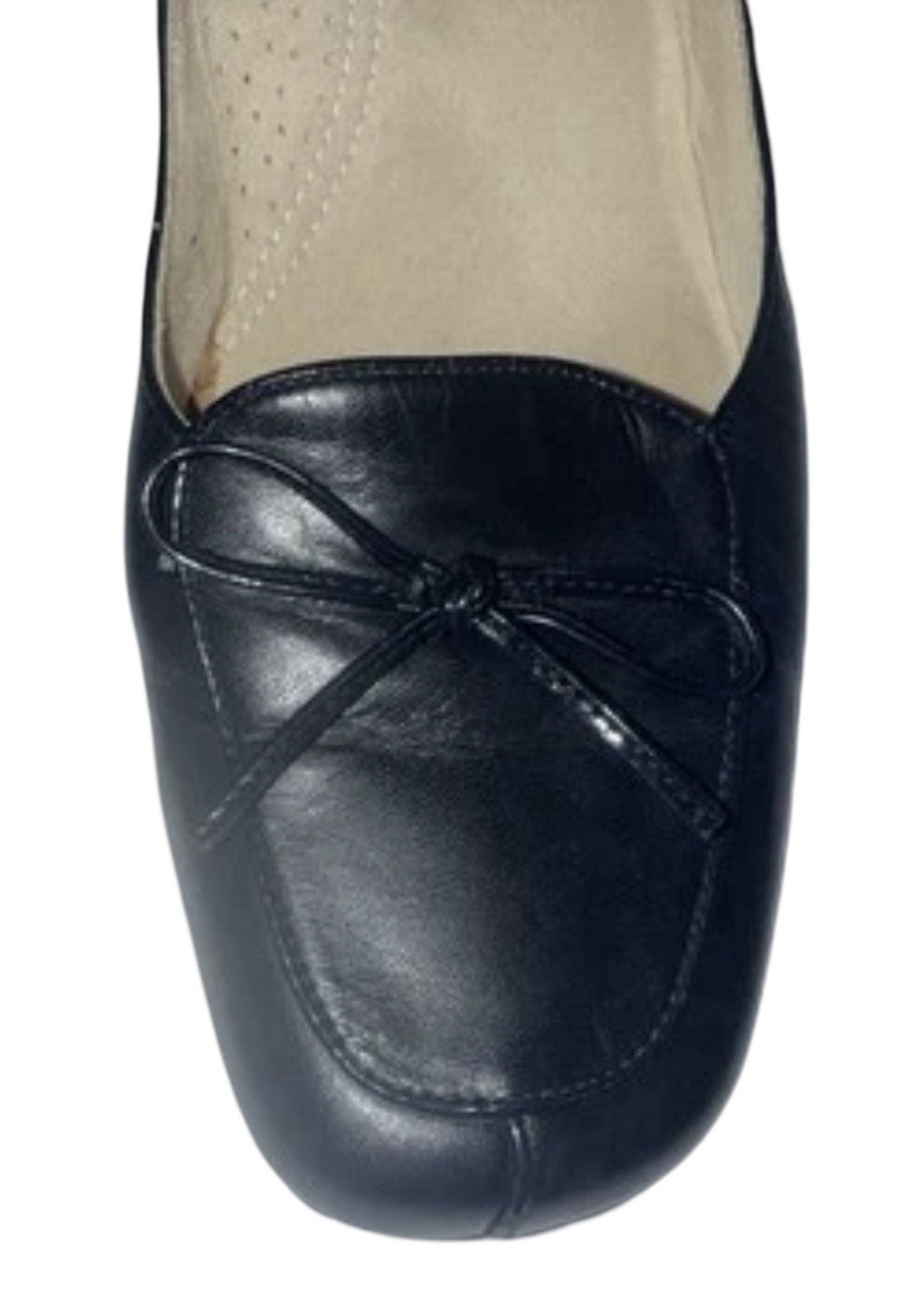 PROXY Tempest Black Leather Bow 2" Block Heel Sli… - image 3