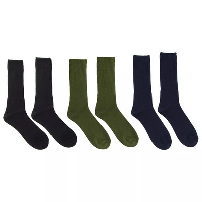 Woodland Creek Men's Diabetic Socks in Black/Green/Navy, 3 Pairs