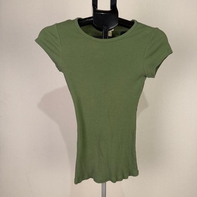 Eyelash Couture Olive Green Ribbed Short Sleeve Baby Tee Cotton Top IJ5326DIZE L