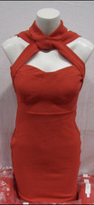 Venus Dress Womens XS Red Textured Halter Bodycon Midi Party Cocktail Evening