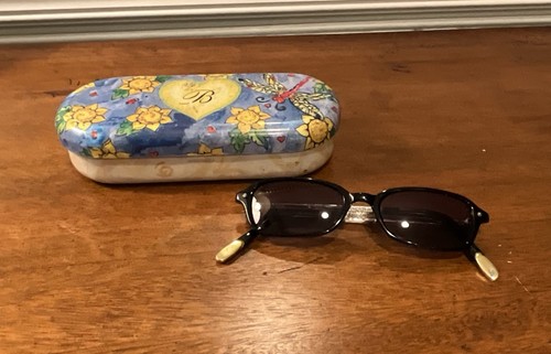 Vintage Brighton Handmade Blue Moon Black & Silver Oval Sunglasses - Picture 1 of 10