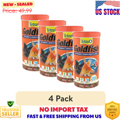 (4 pack) Tetra TetraFin Goldfish Flakes, Balanced Diet Fish Food, 7.06 oz.