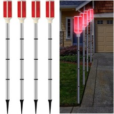 Macarrie 4 Pcs Solar Driveway Marker Lights, Reflective 37 x 1.57 Inch, Red