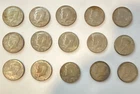 40% Silver Kennedy Half Dollar 50C Lot of 15 Coins 1964-1969 Circulated