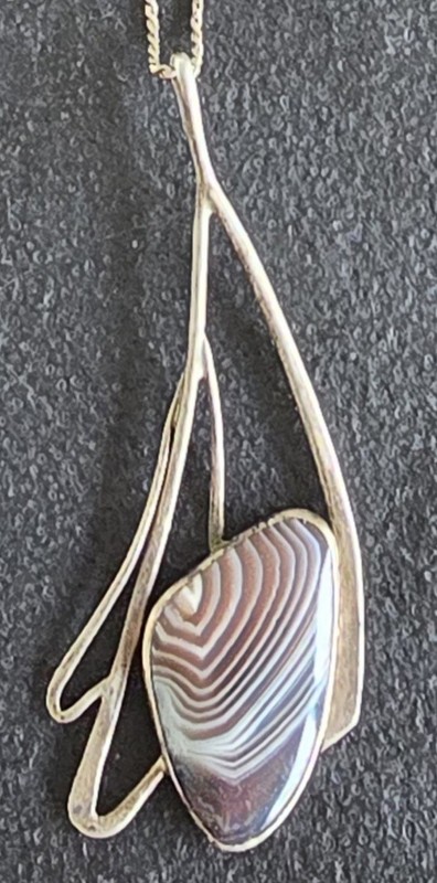  Cabochon Pendant Handmade 925 Sterling Silver Signed & 925 Silver Chain