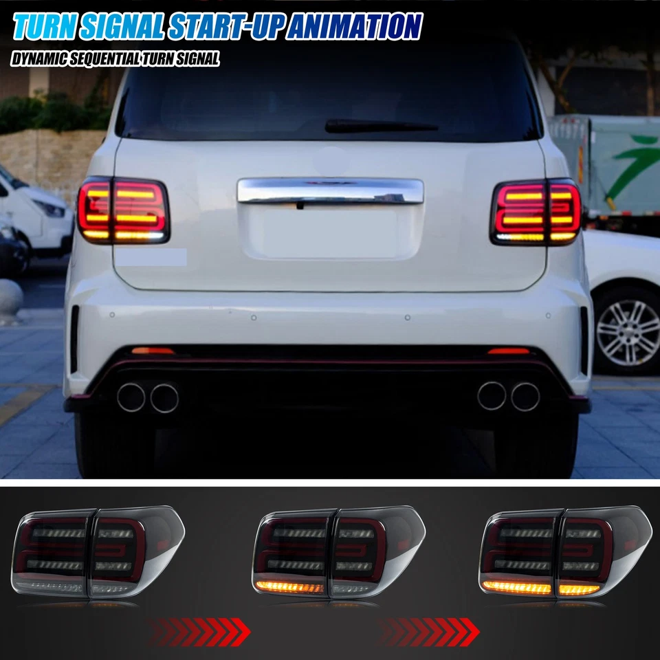 Conjunto de luces traseras LED negras secuenciales para Nissan Armada 2017-2020 Foto 4 de 4