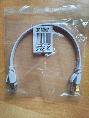 ''Kenable'' FLAT CAT6A S/STP geschirmt 500MHz Ethernet LAN Kabel RJ45 0,5m WEISS