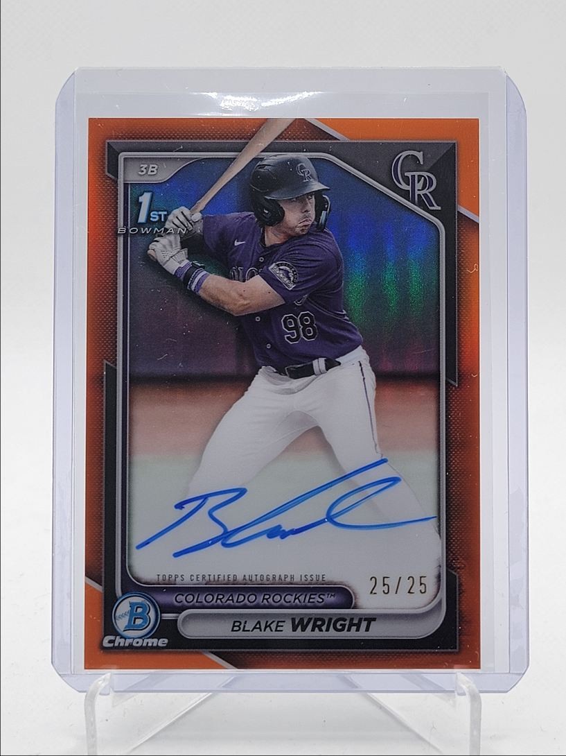 BLAKE WRIGHT 2024 BOWMAN CHROME DRAFT 1ST TRUE ORANGE AUTO 25/25 Q6633