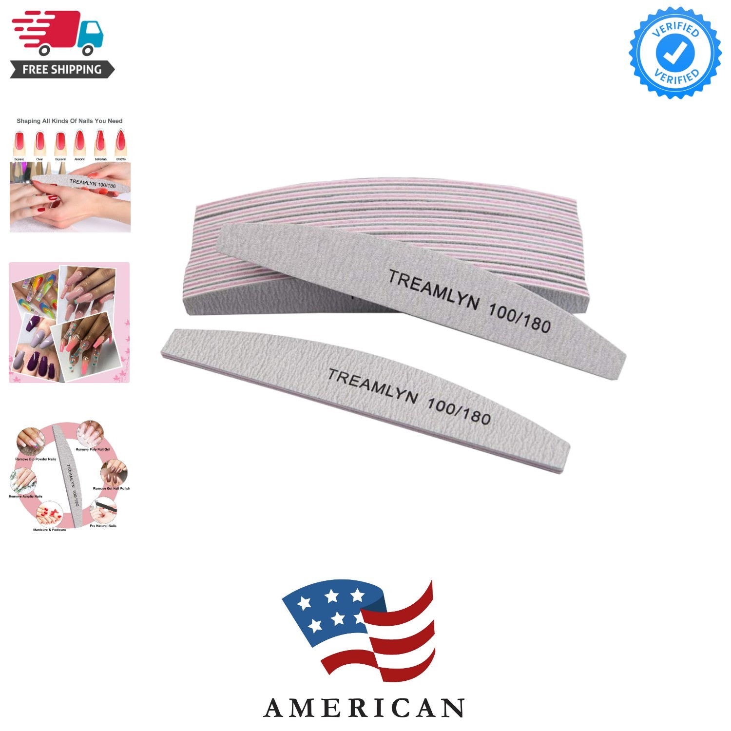 100/180 Grit, Heavy Duty Nail Files For Acrylic/natura...