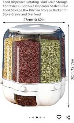 6 in 1 Trockenfutter Box Getreide Behälter Müslispender drehbar Reis Aufbewahrung 9KG