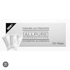 ALLPURE Hand Sanitizer ANTISEPTIC HAND WIPES Box Count 120￼ ,All purpose