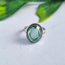 Unique Aquamarine Gemstone Ring 925 Sterling Silver Handmade Gift Ring PG9094