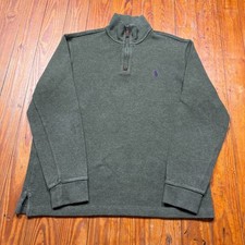Polo Ralph Lauren Sweater Mens Size Large Green Quarter Zip Pullover Pony Logo