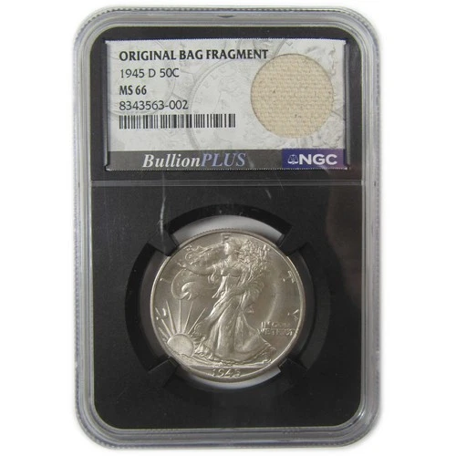 1945 D Liberty Walking 50c MS 66 NGC Original Bag Fragment SKU:I23572