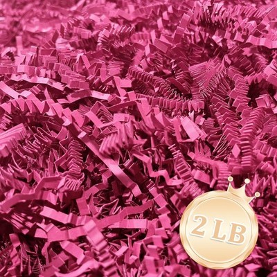 2 LB Fuschia Crinkle Cut Paper Shred Filler, Gift Wrapping Basket Box Party