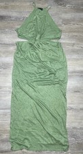 ASOS DESIGN Green Long Bodycon Dress Cut Out Halter Sleeveless US 14