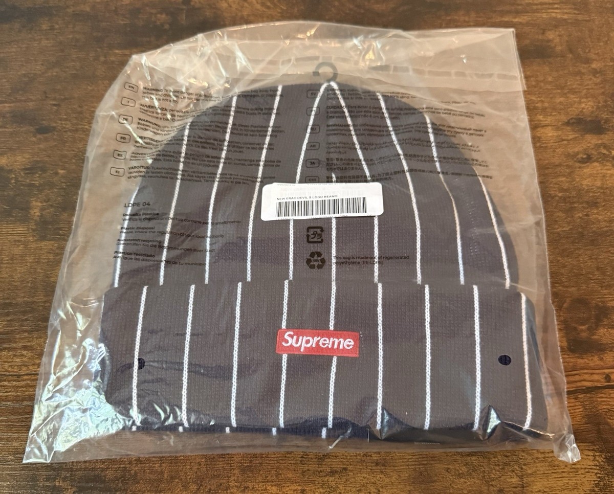 帽子 Supreme NewEraDevil S Logo Beanie Stripe Supreme New Era Devil S Logo Beanie Stripe Navy (SS26) | eBay