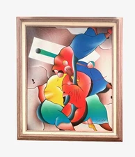 J. Kendall Signed Expressionist Abstract Contemporary Painting Vintage Art