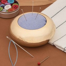 Premium 3" Brass Pincushion Weighted Sewing Pin Cushion with Italian Fabric