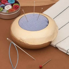 Premium 3" Brass Pincushion Weighted Sewing Pin Cushion with Italian Fabric