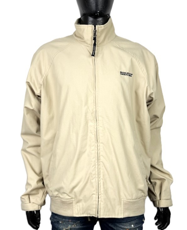 Woolrich John Rich Giacca Uomo 2XL Beige Nylon Cappotto con Zip Logo