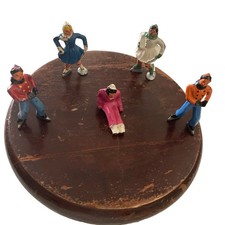 5 Vtg Barclay Manoil Lead Ice Skater Figurines Slush Mold Christmas Village Lot