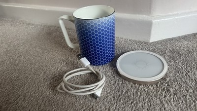 Glowstone Smart Mug - Fine Bone China, selbstwärmende Tasse im blauen geometrischen Druck 