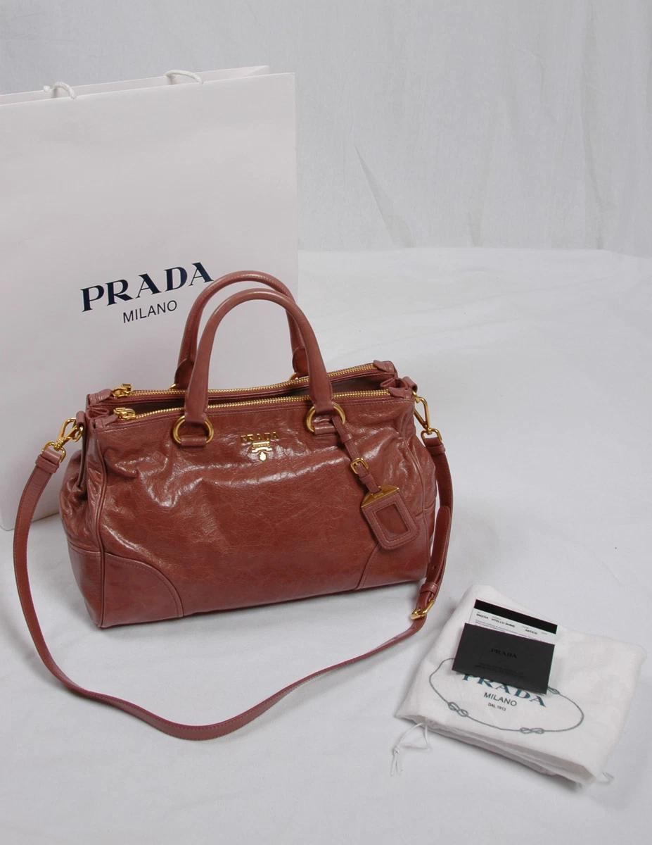 NWT Prada Vitello Shine Double Zip Shopping Tote Satchel BN2324
