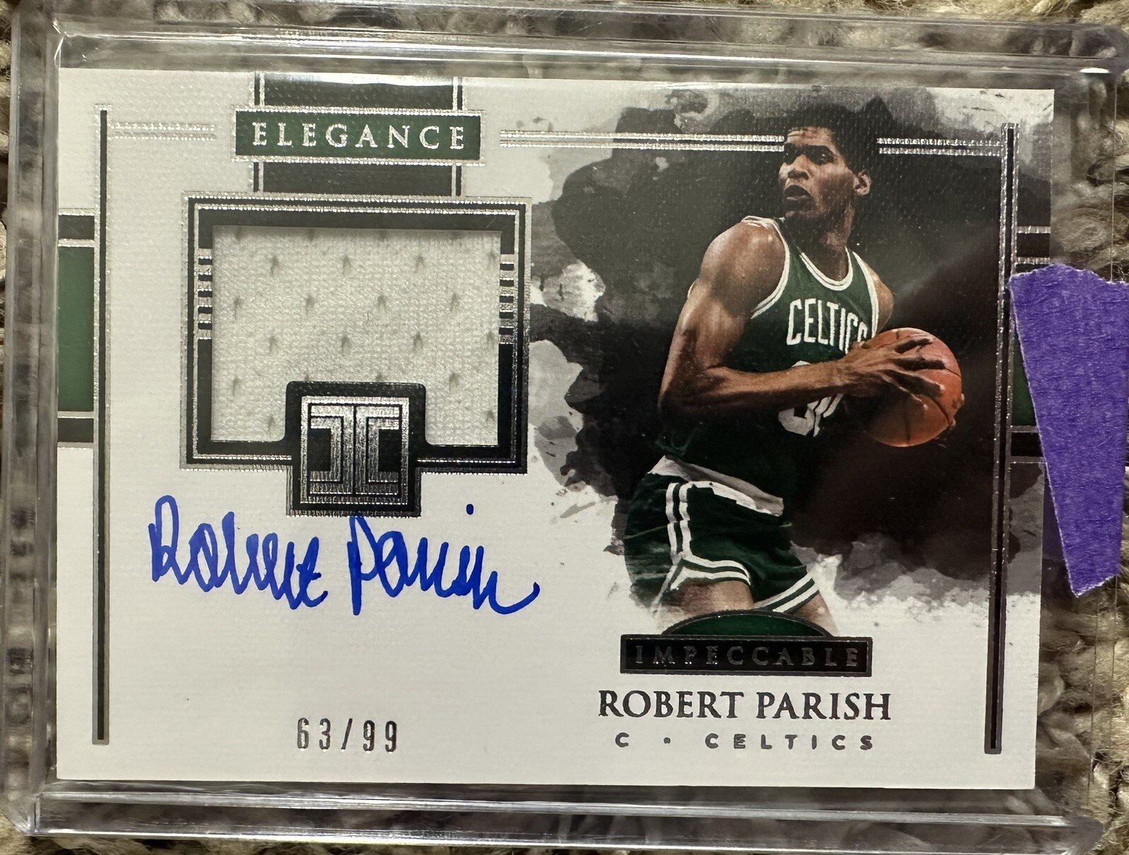 2017-18 Impeccable Basketball Robert Parish Game Used Jersey Auto #63/99 Celtics view 1