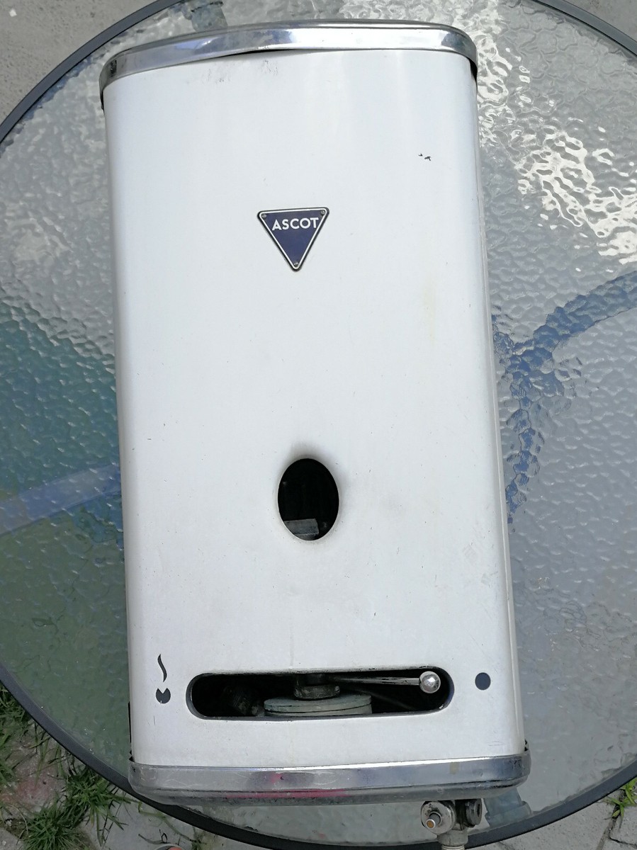 Vintage Ascot Water Heater 701 White Vitreous Enamel Porcelain Gas