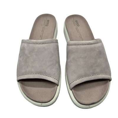Ecco  Womens Size 37 US 6 Slide Sandals Gray Suede Leather Comfort Shoes (301)